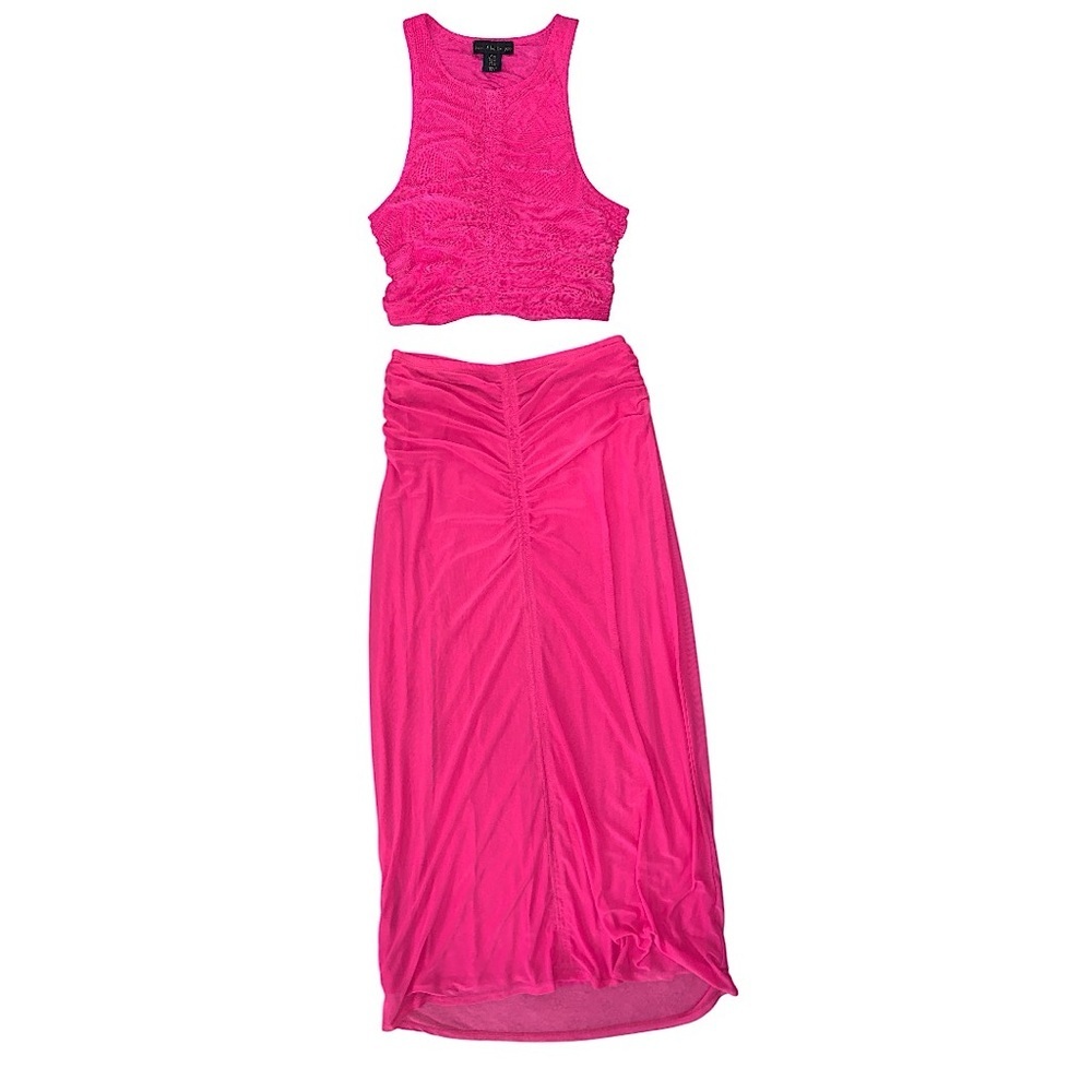 House of Harlow 1960 Pink Gathered Mesh Skirt Set 🌺